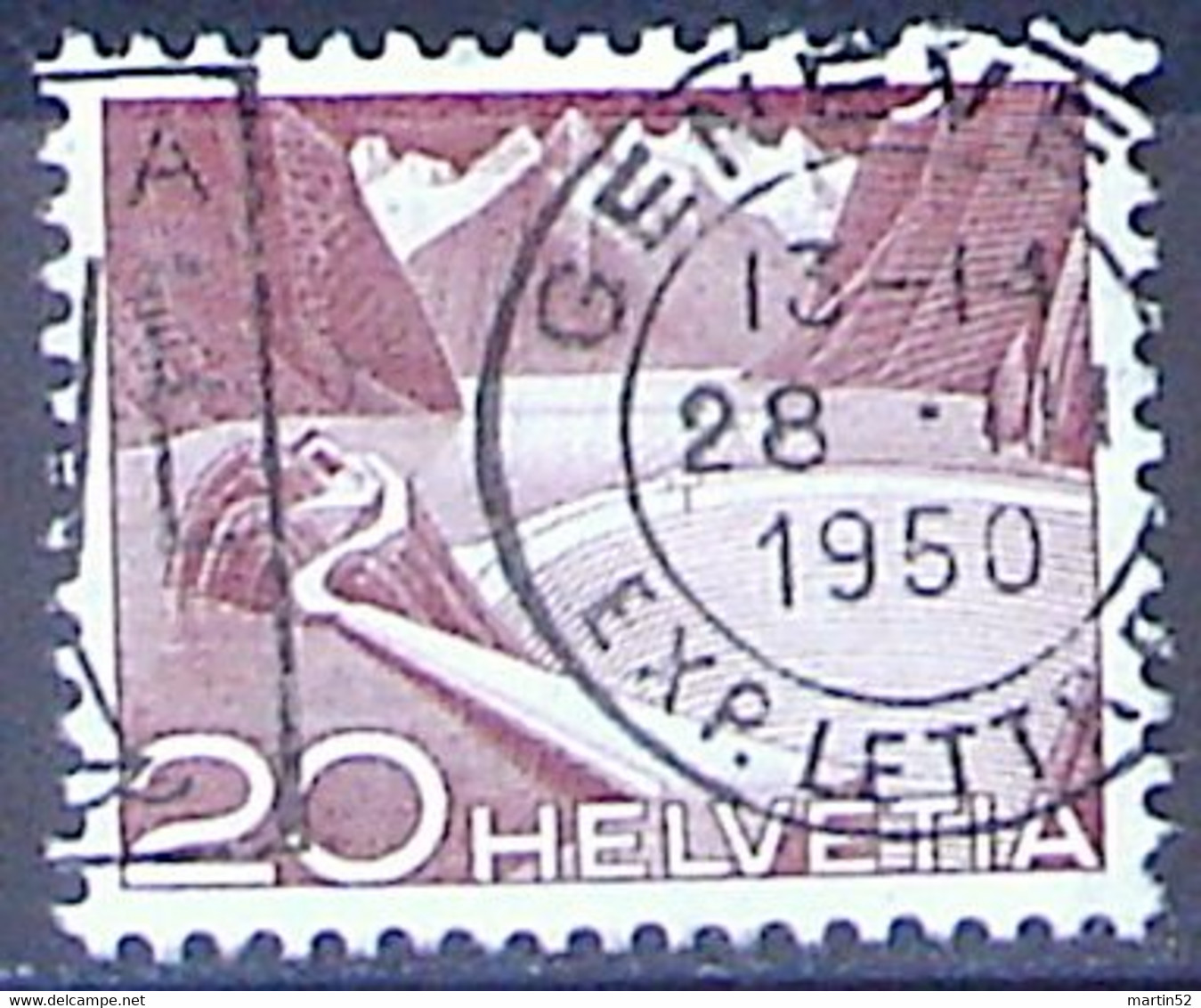 Schweiz Suisse 1949: Grimsel Rolle Rouleau Coil Zu 301AR Mi 533 III Mit Voll-Stempel GENÈVE 28.III.1950 (Zu CHF 3.00) - Gebraucht