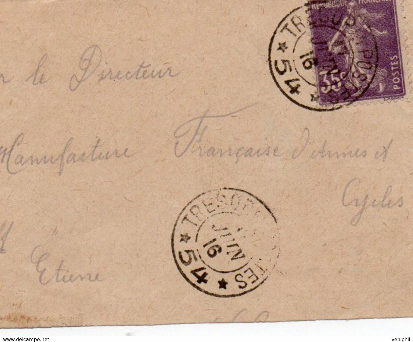 FRAGMENT LETTRE RECOMMANDEE AFFRANCHIE N° 142 -  OBLITERATION TRESOR ET POSTES - 17 JUIN  1915  * 54  ** - Brieven En Documenten