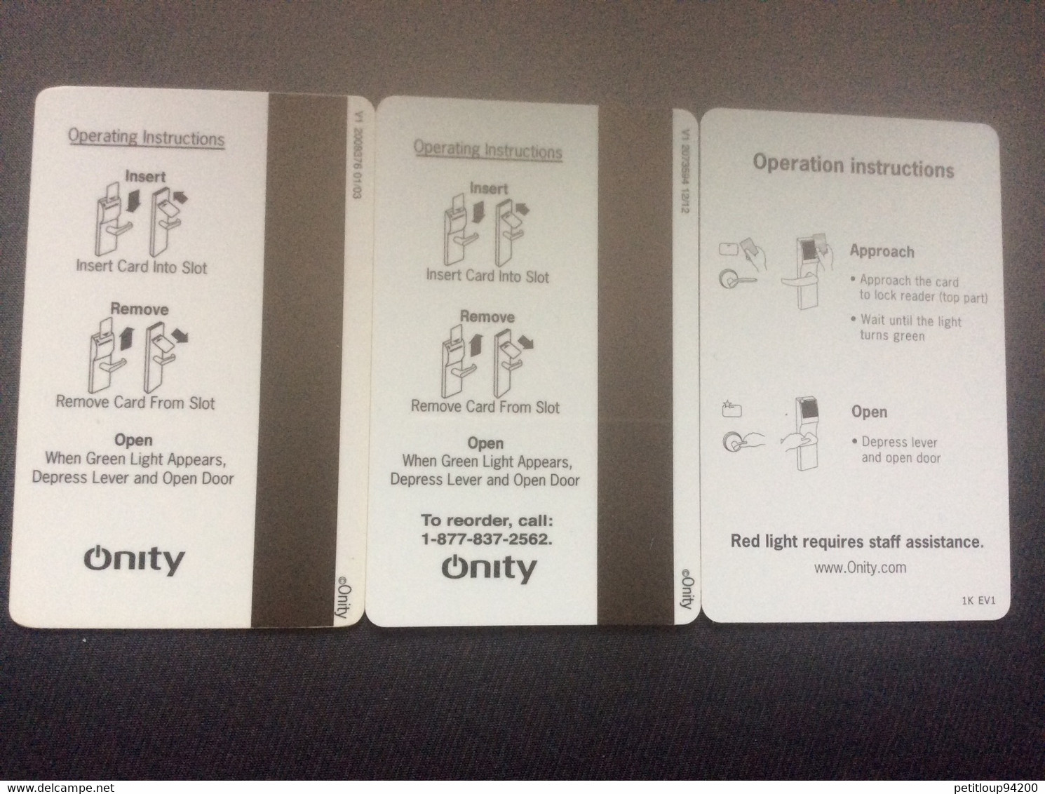 3 CLES D'HOTEL Onity - Hotel Key Cards