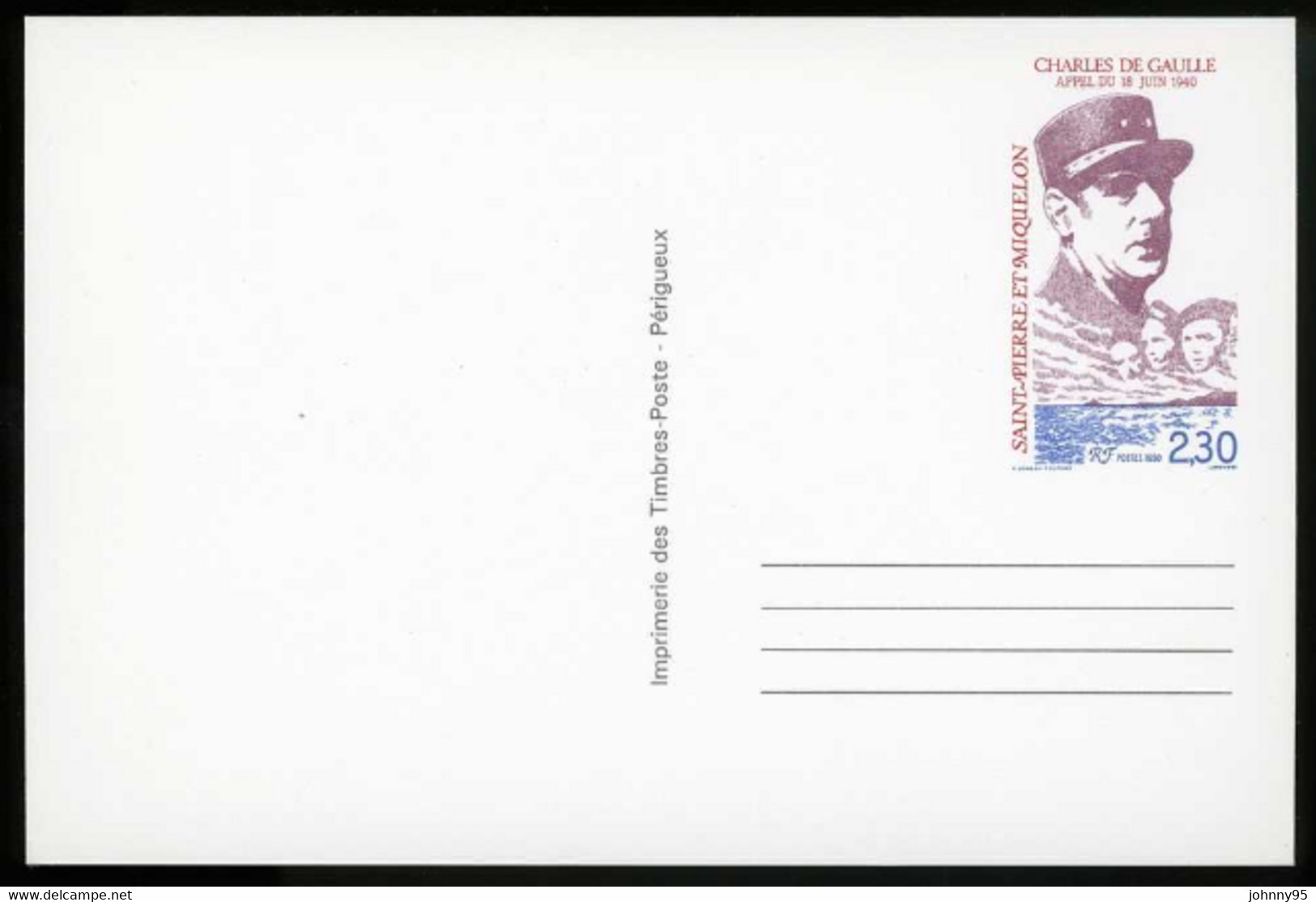 Année 1990 - N° 30 CP - Charles De Gaulle - Cinquantenaire De L'Appel Du 18 Juin 1940 - 2 F. 30 - Postal Stationery