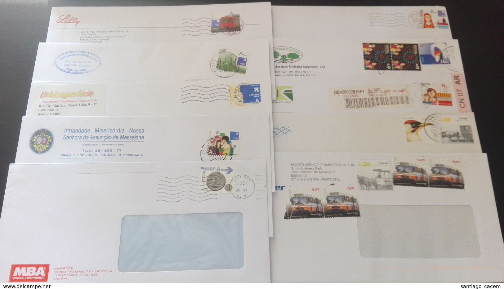 Portugal - 10 Cartas Circuladas Modernas - Selos Base - Brieven En Documenten