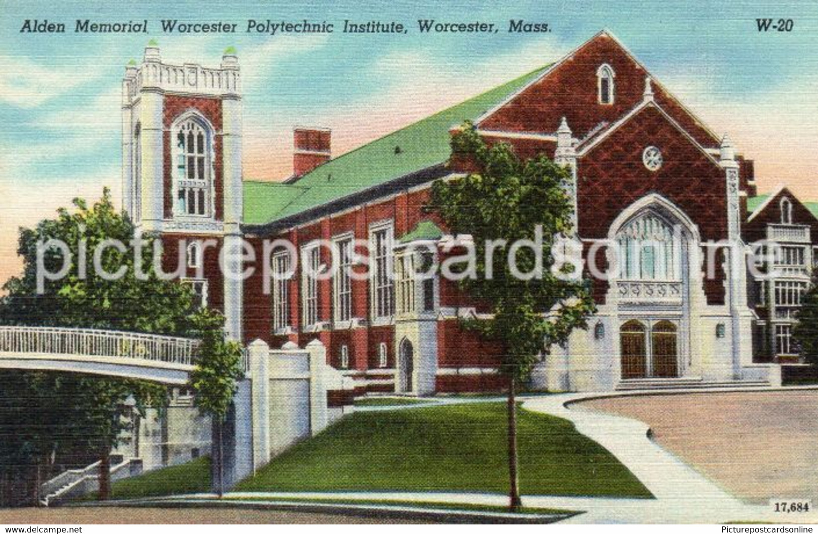 ALDEN MEMORIAL WORCESTER MASSACHUSETTS OLD COLOUR POSTCARD USA AMERICA - Worcester