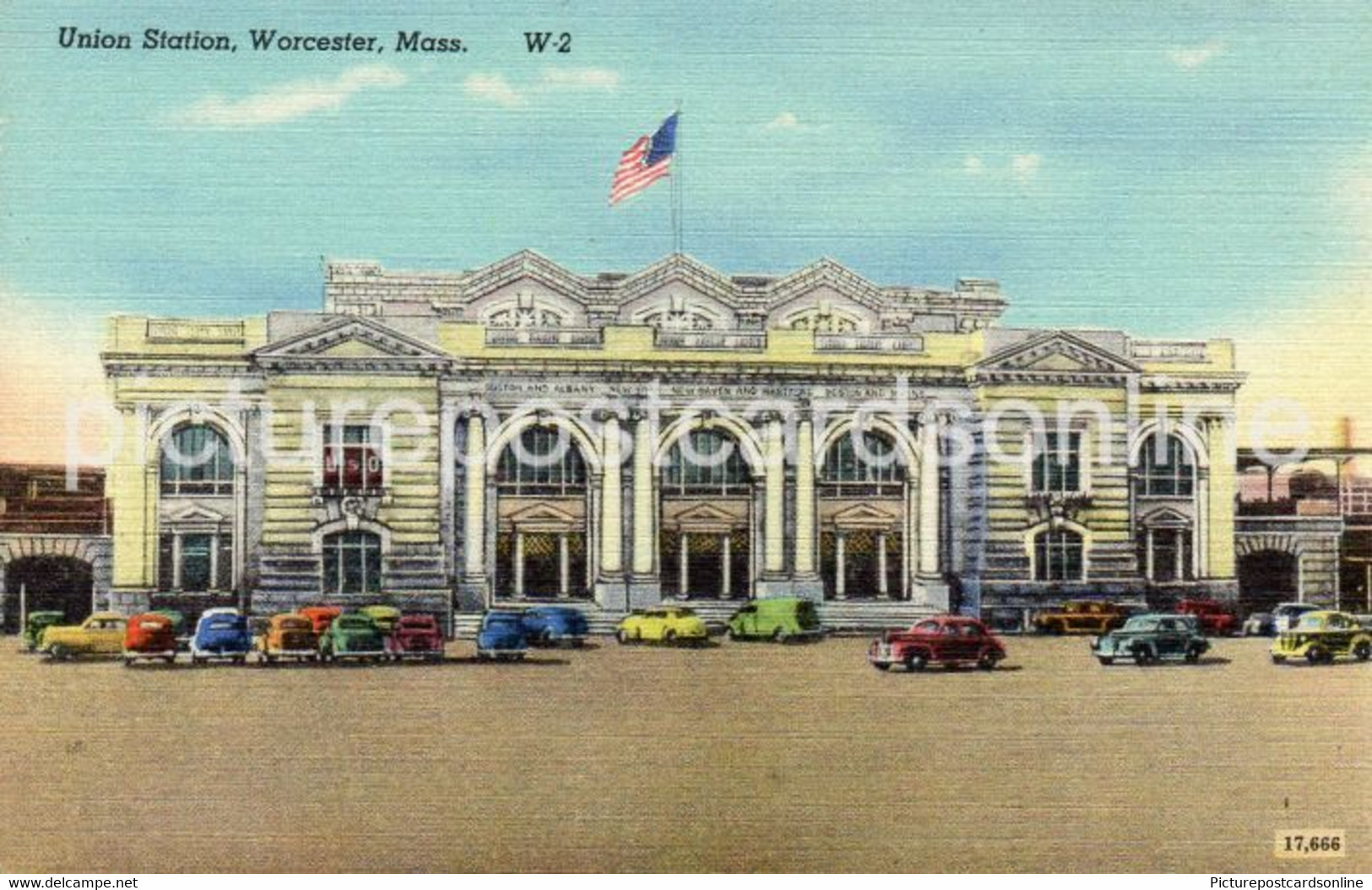 UNION STATION WORCESTER MASSACHUSETTS OLD COLOUR POSTCARD USA AMERICA - Worcester