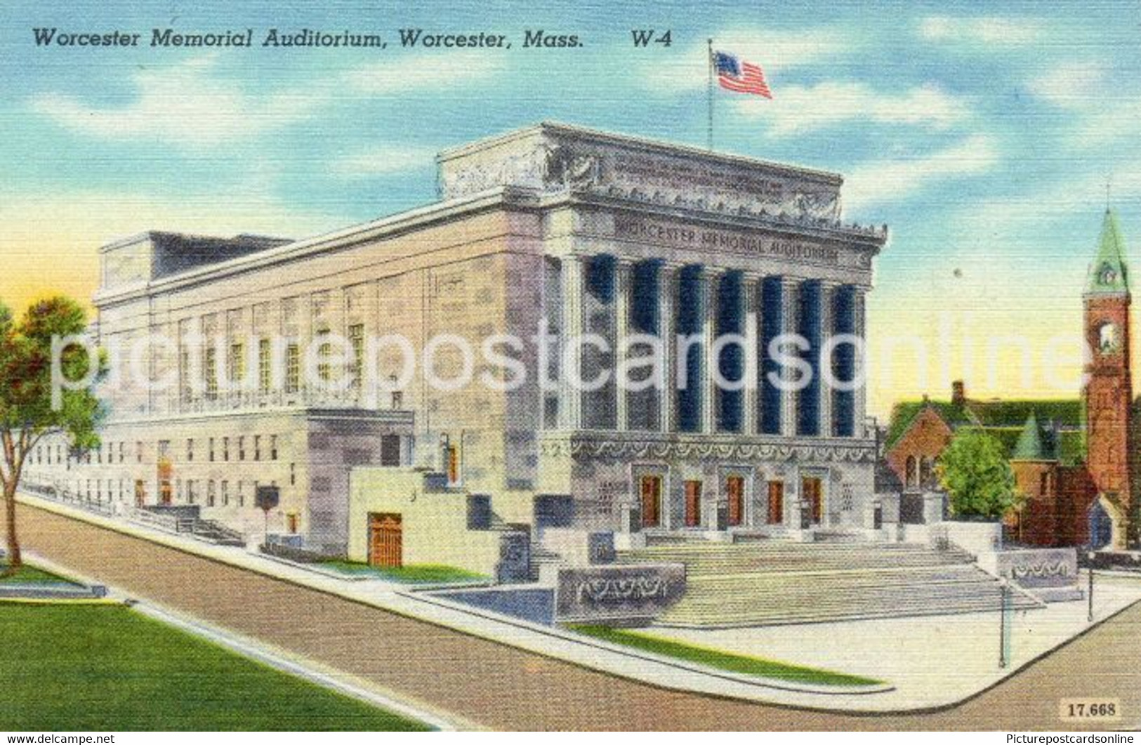 WORCESTER MEMORIAL AUDITORIUM MASSACHUSETTS OLD COLOUR POSTCARD USA AMERICA - Worcester