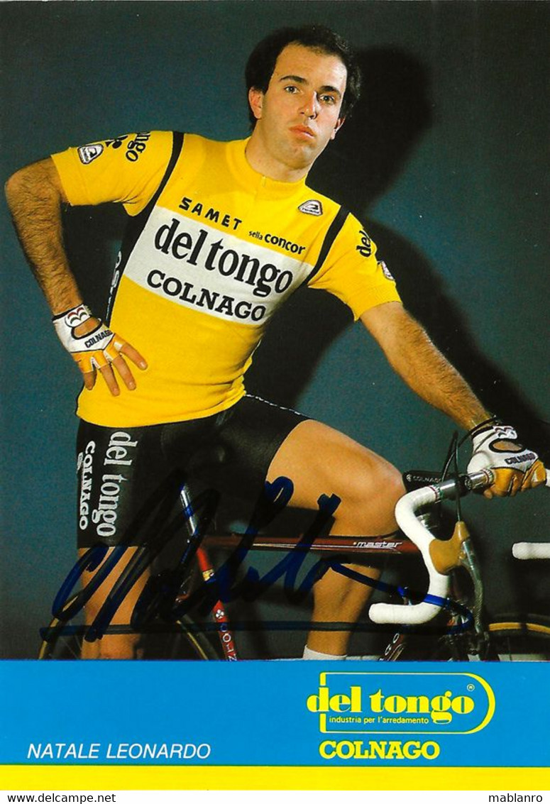 CARTE CYCLISME LEONARDO NATALE SIGNEE TEAM DEL TONGO 1984 - Radsport