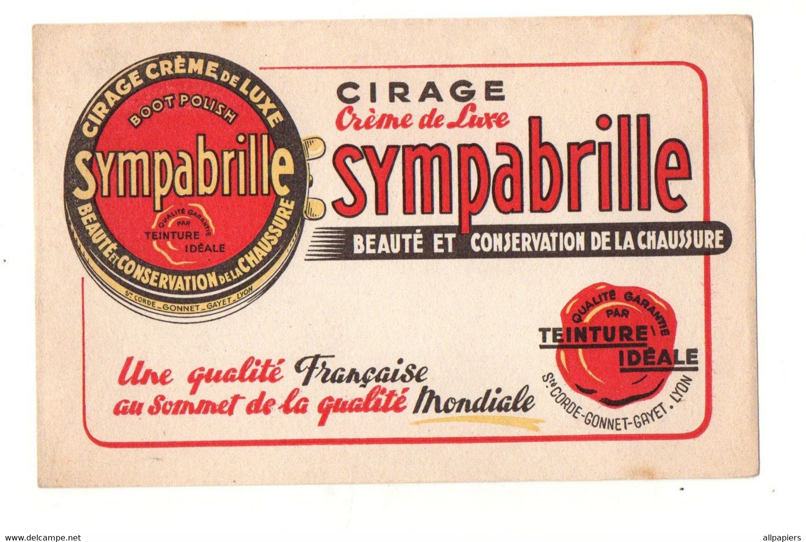 Buvard Cirage Crème De Luxe Sympabrille Beauté Et Conservation De La Chaussure - Format : 21x13.5 cm - C