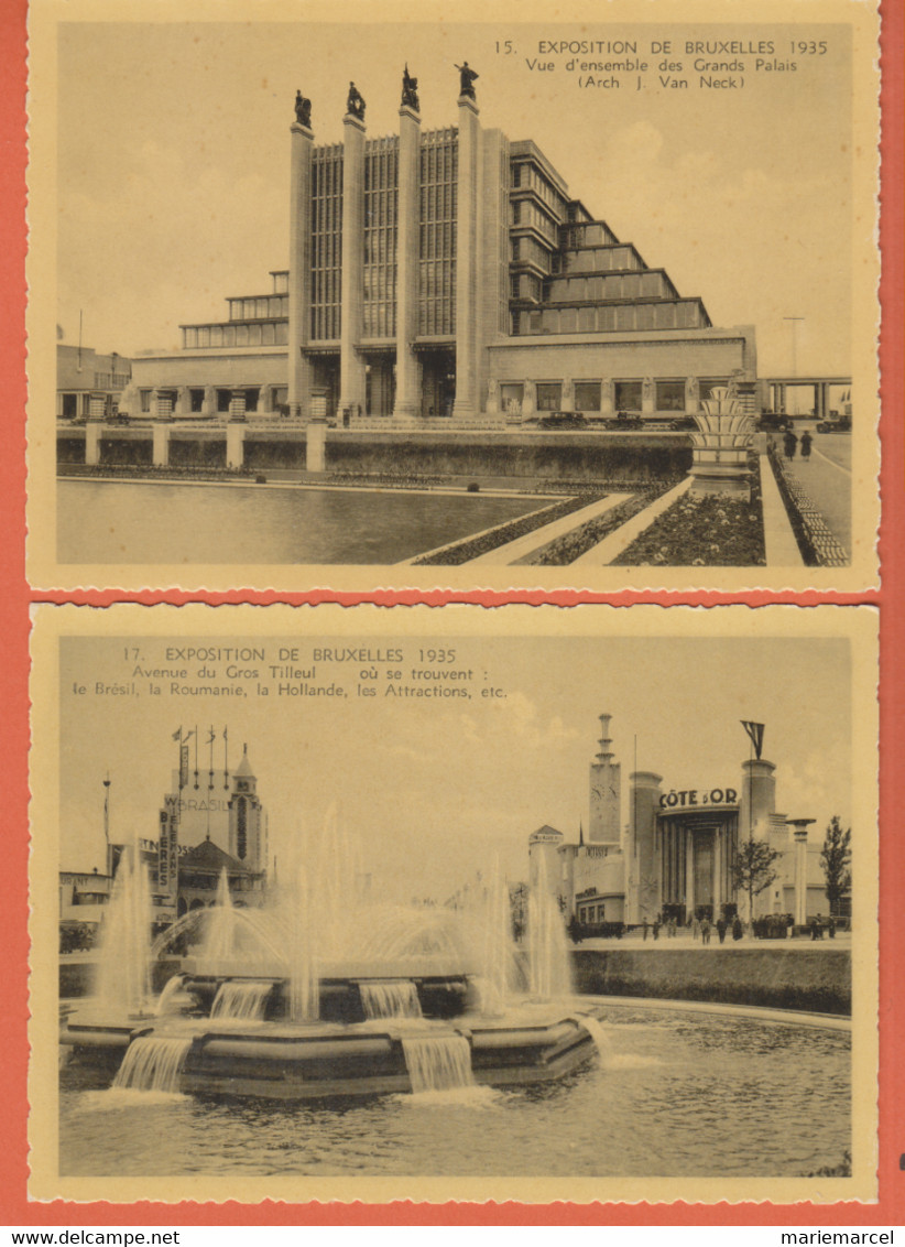 BELGIQUE - EXPOSITION DE BRUXELLES 1935 - LOT DE 30 CARTES DENTELÉES EN GRAND FORMAT