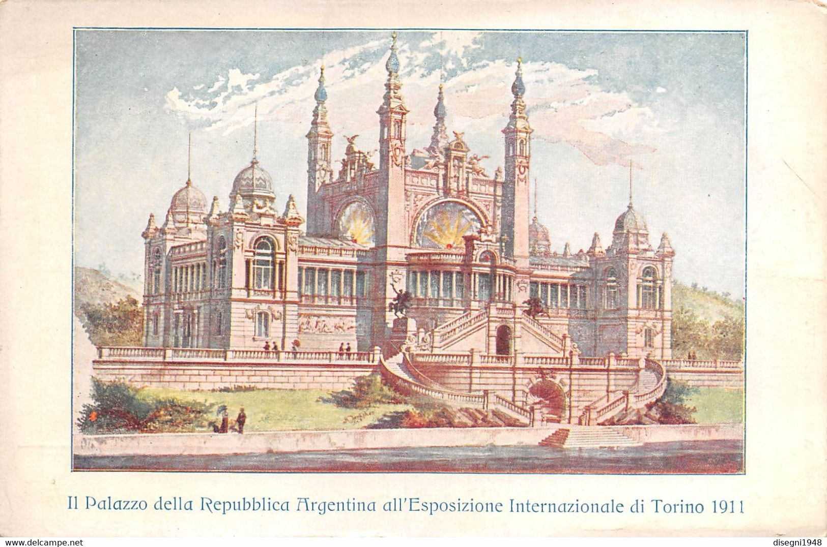 09882 "TORINO - ESPOSIZIONE INTERN. 1911 - PALAZZO REPUBBLICA ARGENTINA." ARCHITETT. DEL '900. CART. ORIG. NON SPED. - Exposiciones