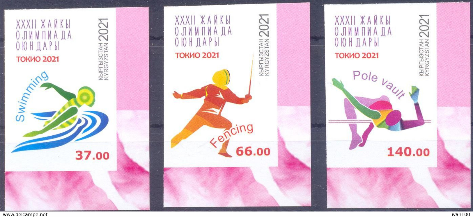 2021. Kyrgyzstan, Summer Olympic Games Tokyo, 3v Imperforated, Mint/** - Kirgizië