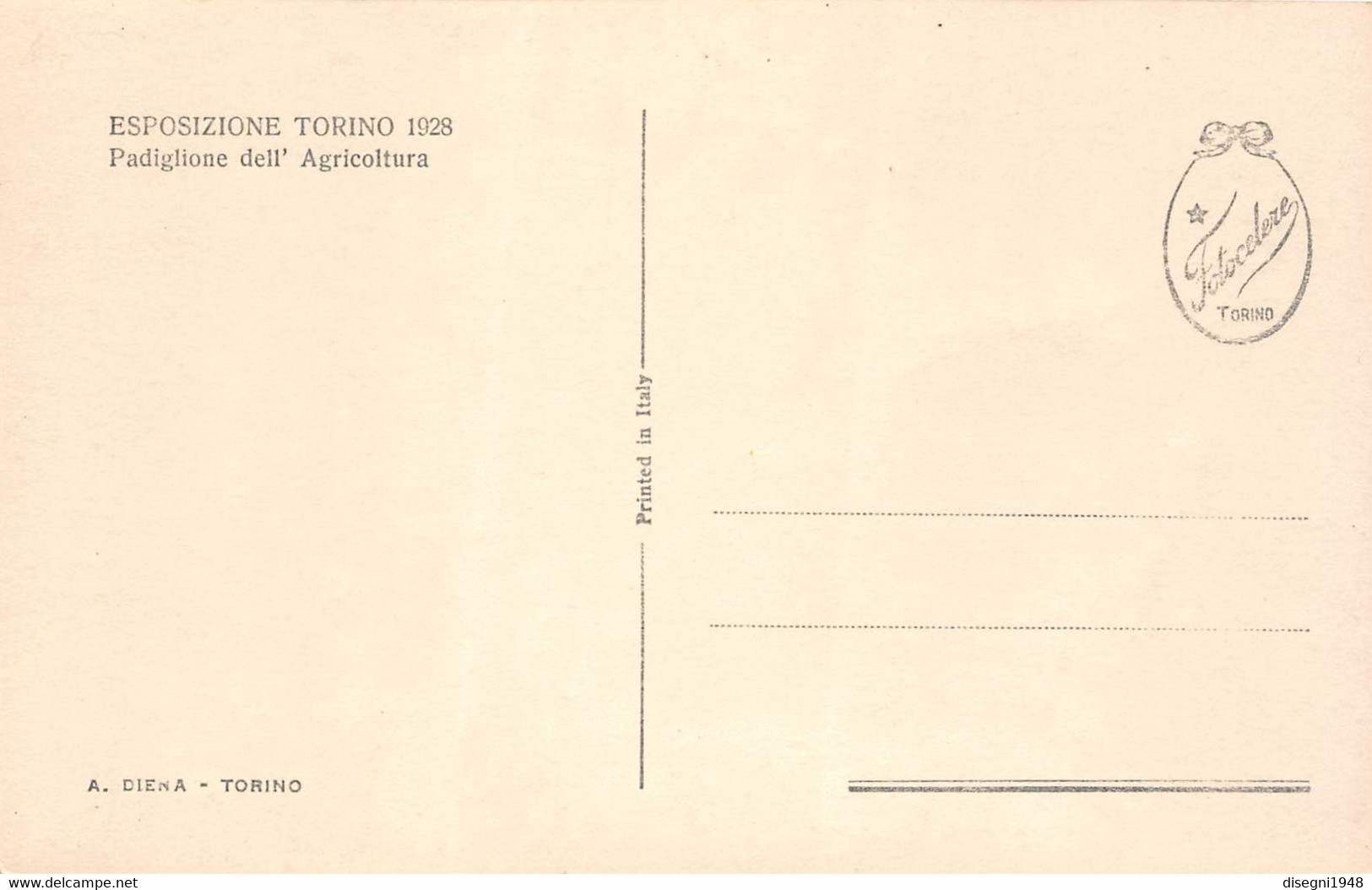 09886 "ESPOSIZIONE TORINO 1928 - PADIGLIONE DELL'AGRICOLTURA" ARCHITETT. DEL '900. ANIMATA.CART. ORIG. NON SPED. - Mostre, Esposizioni