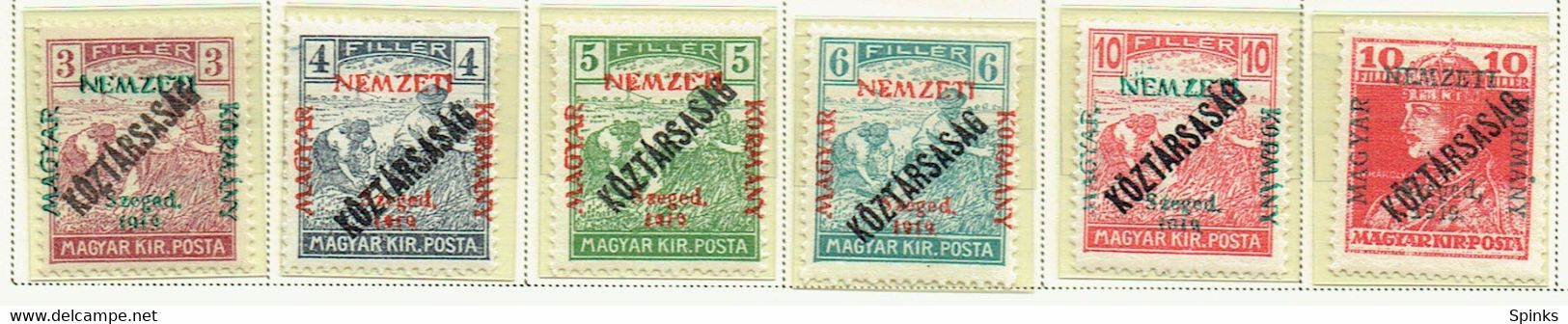 HUNGARY Ungarn Szeged Szegedin 1919 Overprints Mi 27-31, 36 M - Szeged