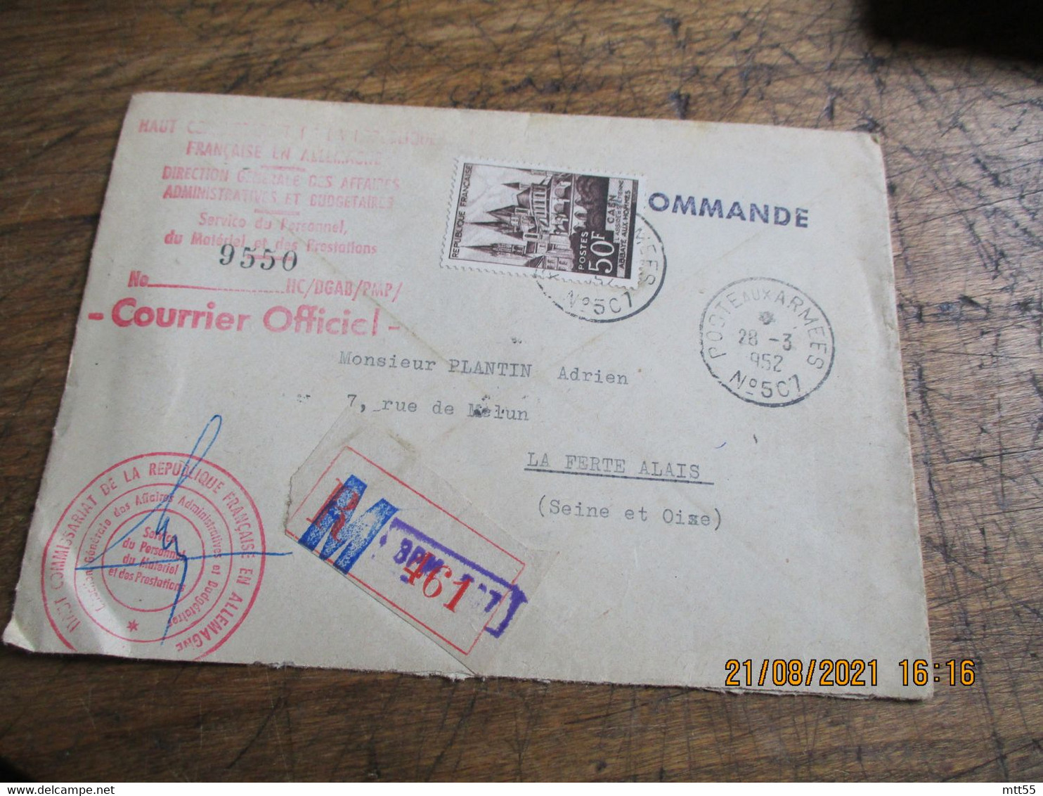 Lot 2 Lettre Haut Commissariat Republique En Allemagne Poste Aux Armees N 507 Et 1 Etoile Recommande - 1921-1960: Periodo Moderno