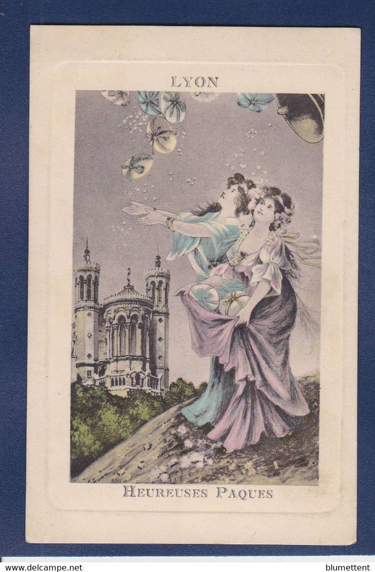 CPA Type Vienne En Pied Femme Women Glamour Viennoise Art Nouveau Circulé Lyon Pâques Fourvière - Vienne