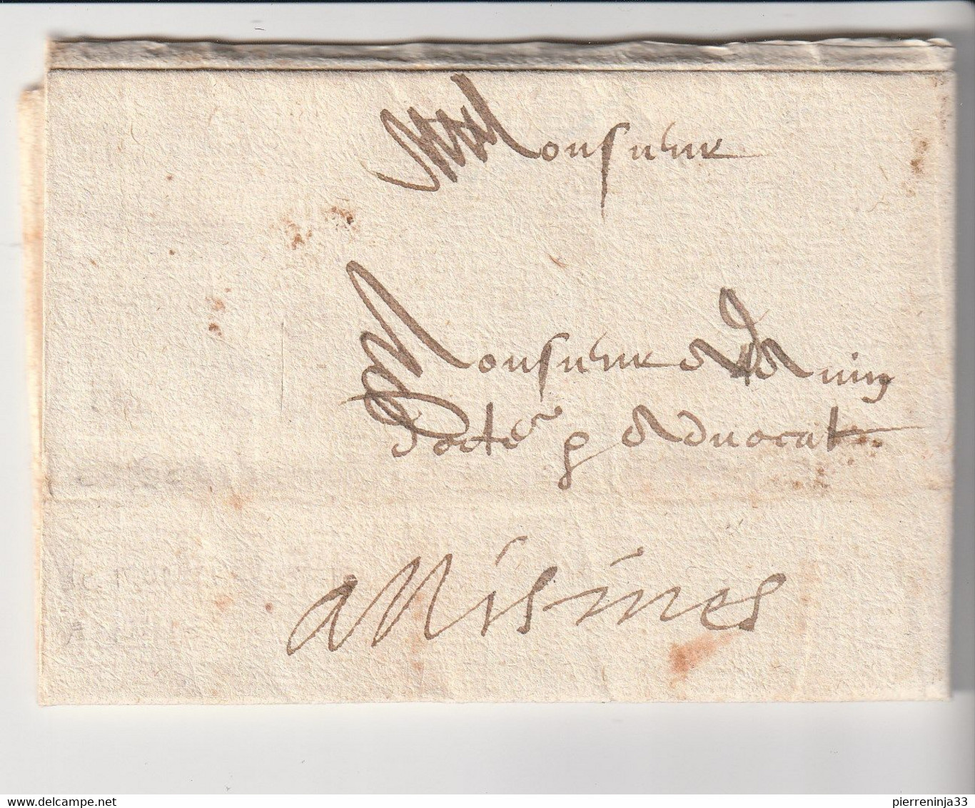 Lettre Avec Correspondance Pour Nîsmes, Date à Préciser ... - 1801-1848: Voorlopers XIX