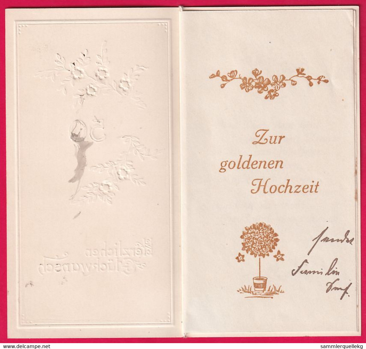 Prägekarte Aufklappbare Um Ca 1910/1920, Herzlichen Glückwunsch Zur Goldenen Hochzeit - Sonstige & Ohne Zuordnung