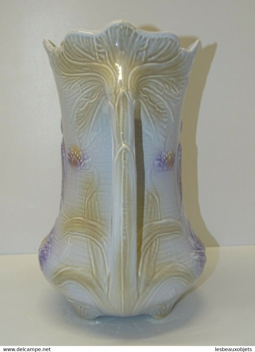 JOLI ANCIEN GRAND VASE ART NOUVEAU CERAMIQUE SALINS Couleurs Acidulées Déco XXe - Salins (FRA)