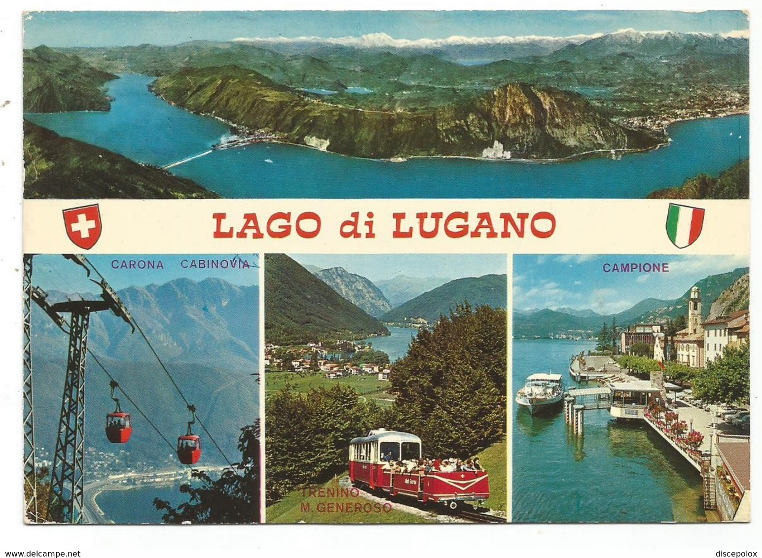 AA603 Lago Di Lugano - Campione - Cabinovia Carona - Trenino Monte Generoso - Panorama Vedute Multipla  / Viaggiata - Carona 