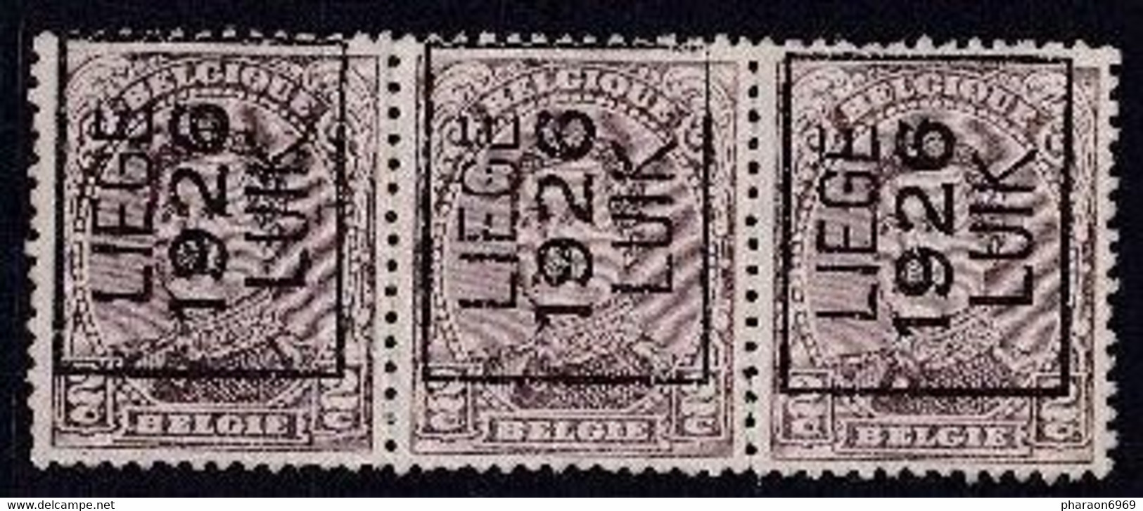 132 Type III Bande De 3 Liège 1926 Luik - Typos 1922-26 (Albert I.)