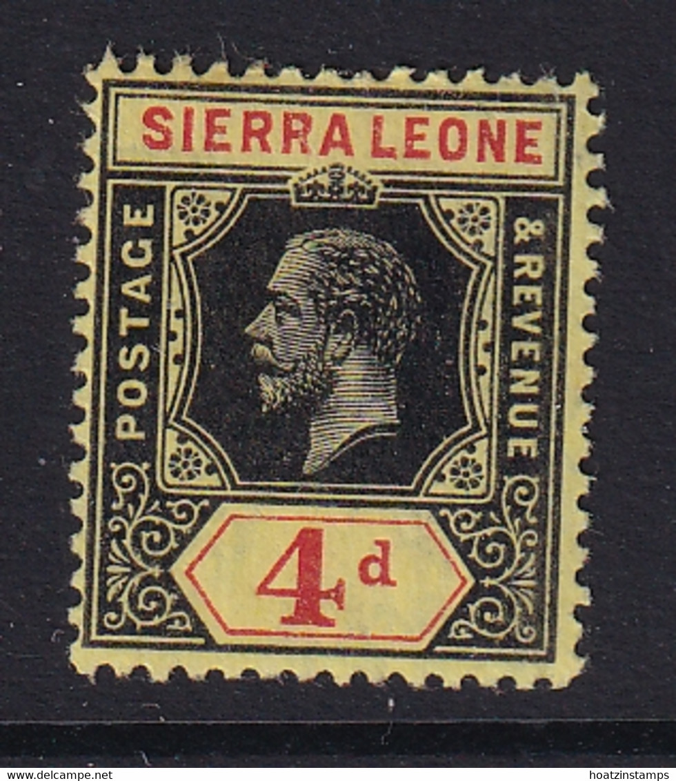 Sierra Leone: 1912/21   KGV     SG117a     4d  [on Lemon]  [Die I] ]   MH - Sierra Leona (...-1960)