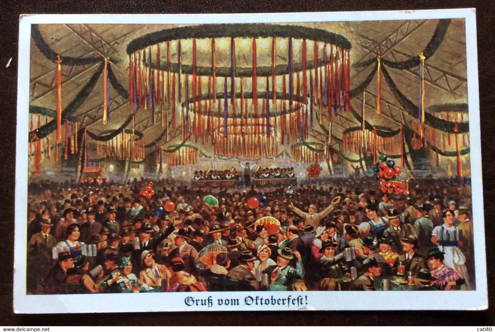 VINTAGE POSTCARD MUNCHEN MONACO Gruss Vom OKTOBERFEST - TARGHETTA CON SVASTICA MUNCHEN 13/10/38 - Nord