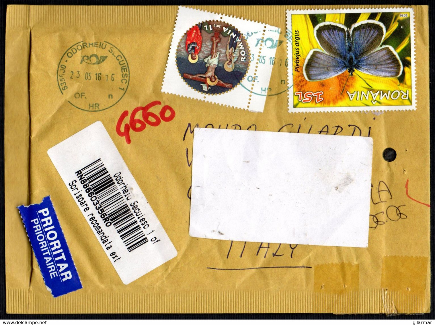 ROMANIA 2016 - REGISTERED ENVELOPE - BUTTERFLY - ARGYNNIS PARPHIA / EASTER - JESUS CHRIST CRUCIFIED - Lettres & Documents