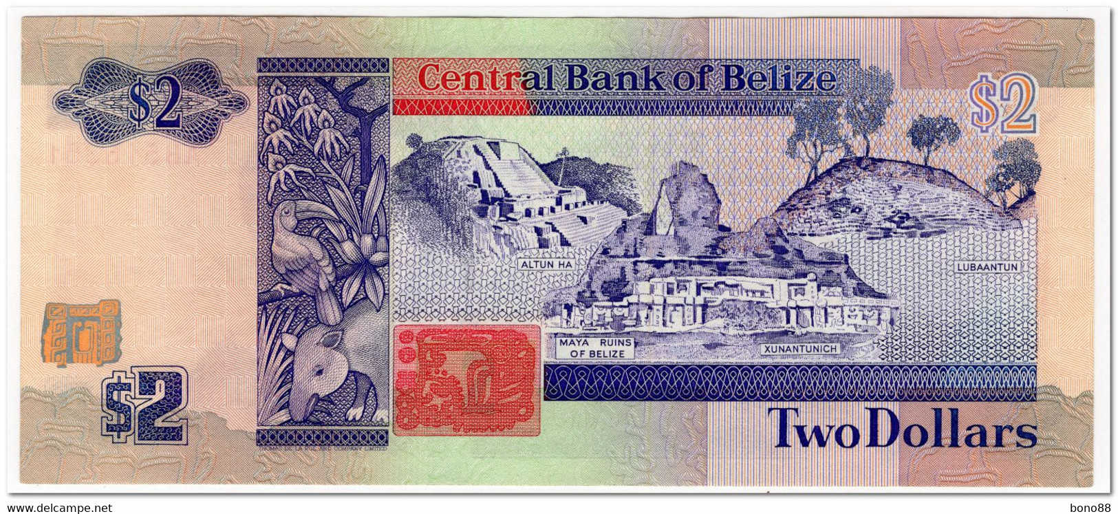 BELIZE,2 DOLLARS,1991,P.52b,AU - Belize