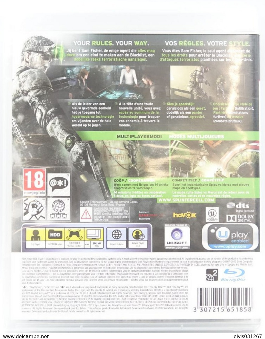 SONY PLAYSTATION THREE PS3 : SPLINTER CELL BLACKLIST - UBISOFT - PS3