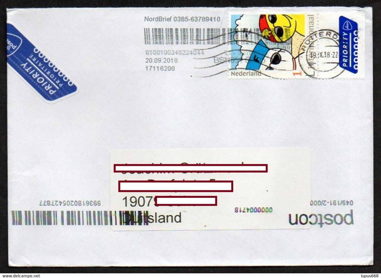 Niederlande/ Kooperation BRD-Privatpost Postcon - Nordbrief   2018 Brief/letter - Briefe U. Dokumente
