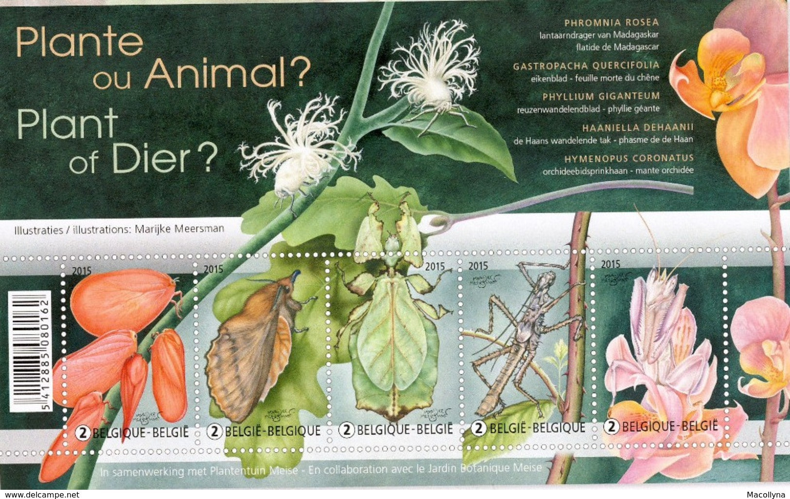 Belg. 2015 - Blok 227** - Plante Ou Animal ? (Mimétisme Chez Les Animaux) Mimicry Bij Dieren 4522/26** MNH - 1961-2001