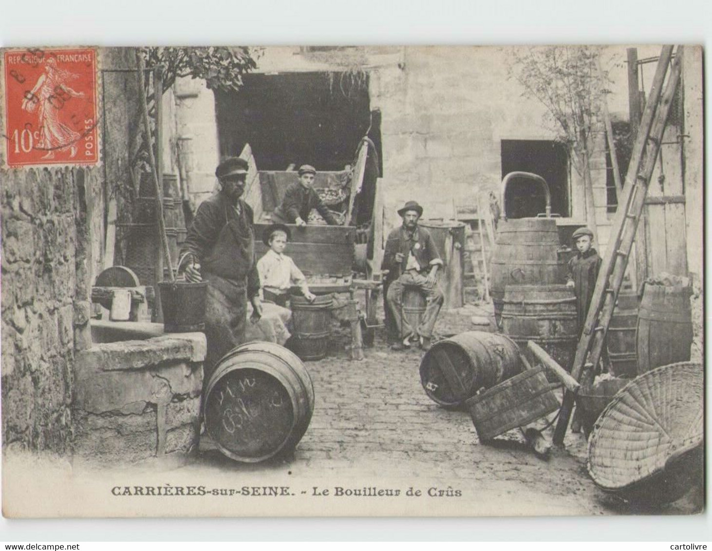 78 CARRIERES SUR SEINE ... Le Bouilleur De Crûs (alcool, Métier, Bouilleur De Cru) Circulée En 1908 - Carrières-sur-Seine