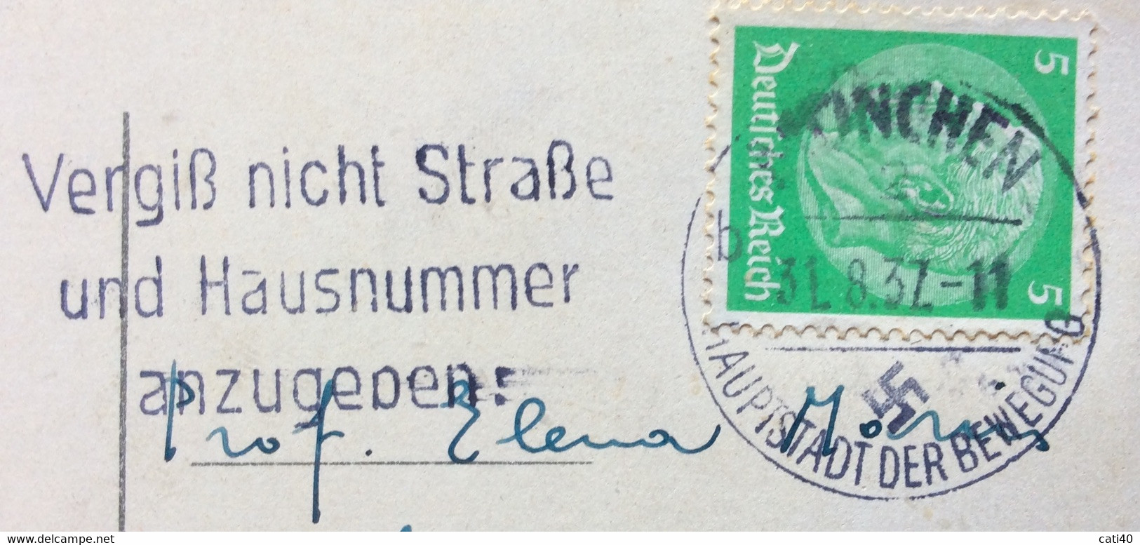 VINTAGE POSTCARD - MUNCHEN - WITTELSBACHER -BRUNNEN -  ANNULLO TARGHETTA  CON SVASTICA NAZISTA  3/8/37 - Nord