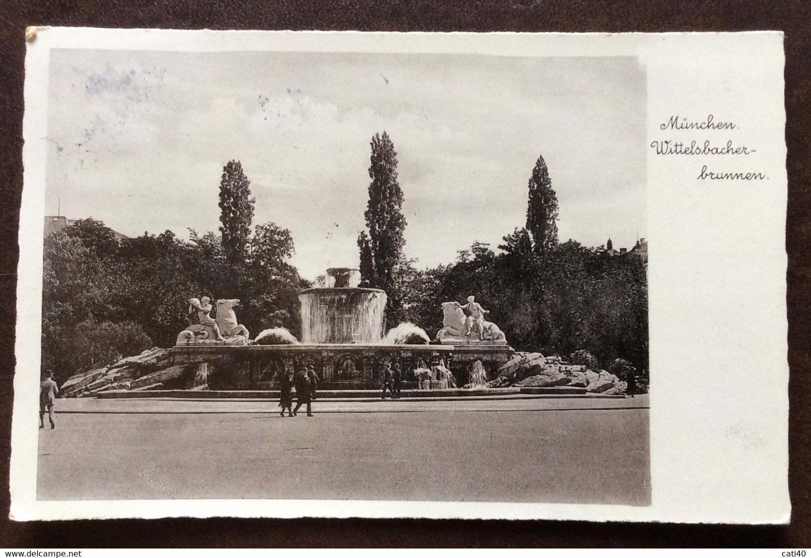 VINTAGE POSTCARD - MUNCHEN - WITTELSBACHER -BRUNNEN -  ANNULLO TARGHETTA  CON SVASTICA NAZISTA  3/8/37 - Nord