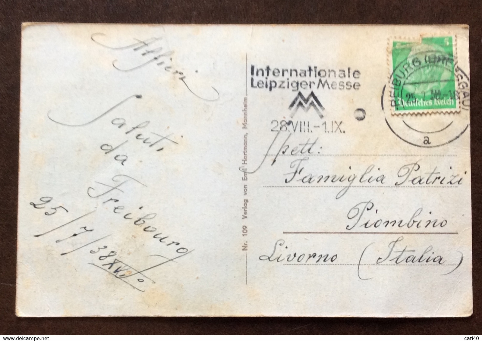 VINTAGE POSTCARD - FREIBURG  -  ANNULLO TARGHETTA INTERNATIONALE MESSE  25/7/38 - Nord