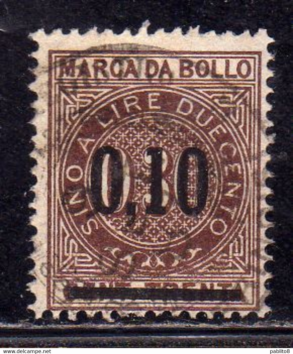 ITALIA REGNO ITALY KINGDOM RE VITTORIO EMANUELE II 1871 TASSA MARCA DA BOLLO CAMBIALI LIRE 0,10 Su 0,30 USATO USED OBLIT - Steuermarken