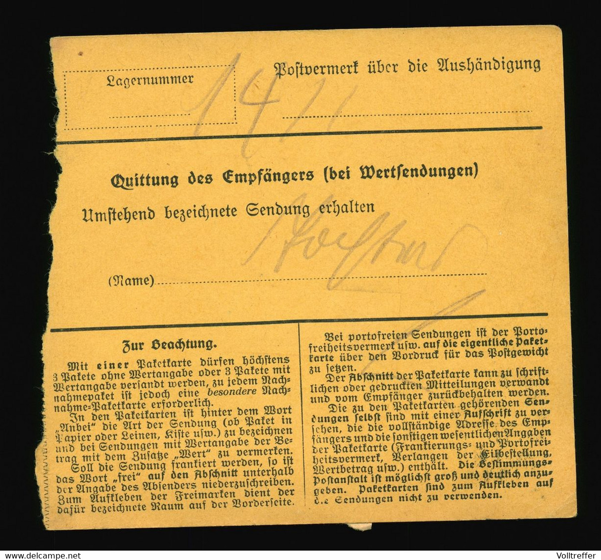 Paketkarte Um 1915  MiF Germania Aus Metz France Nach Kaiserslautern - Brieven En Documenten