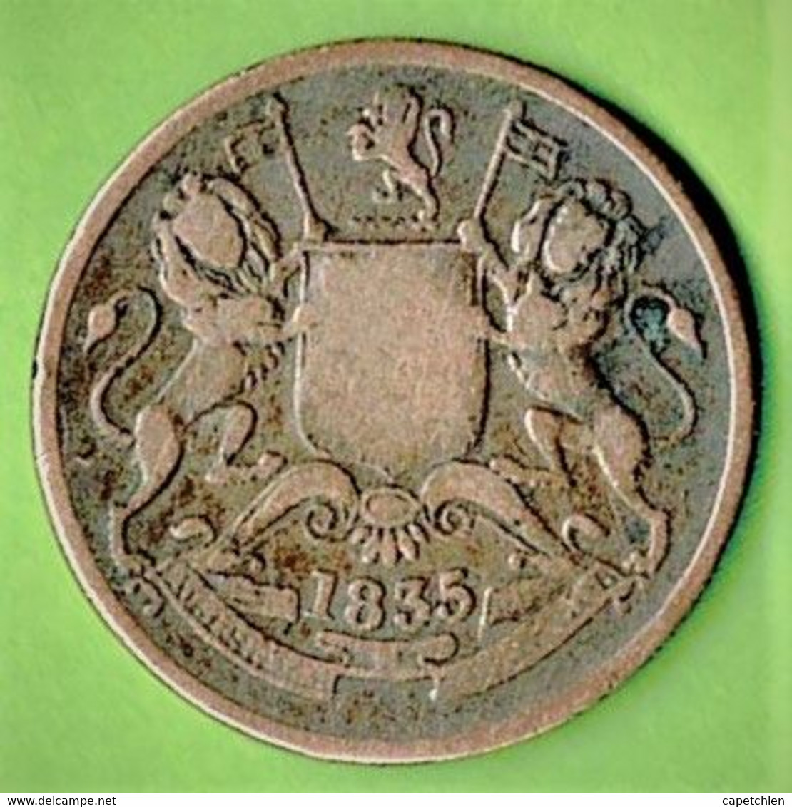 EAST INDIA COMPANY / 1835 / HALF ANNA - Commercio Esterno, Prova, Contromarca E Ribattitura