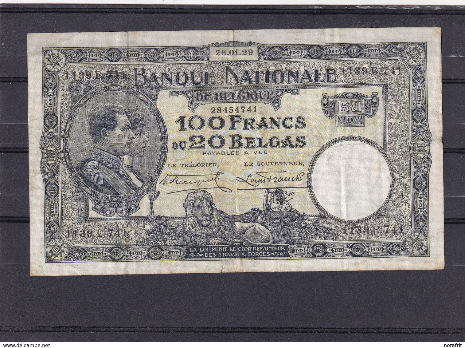 Belg 100 Fr 1929   XF - 100 Frank & 100 Frank-20 Belgas