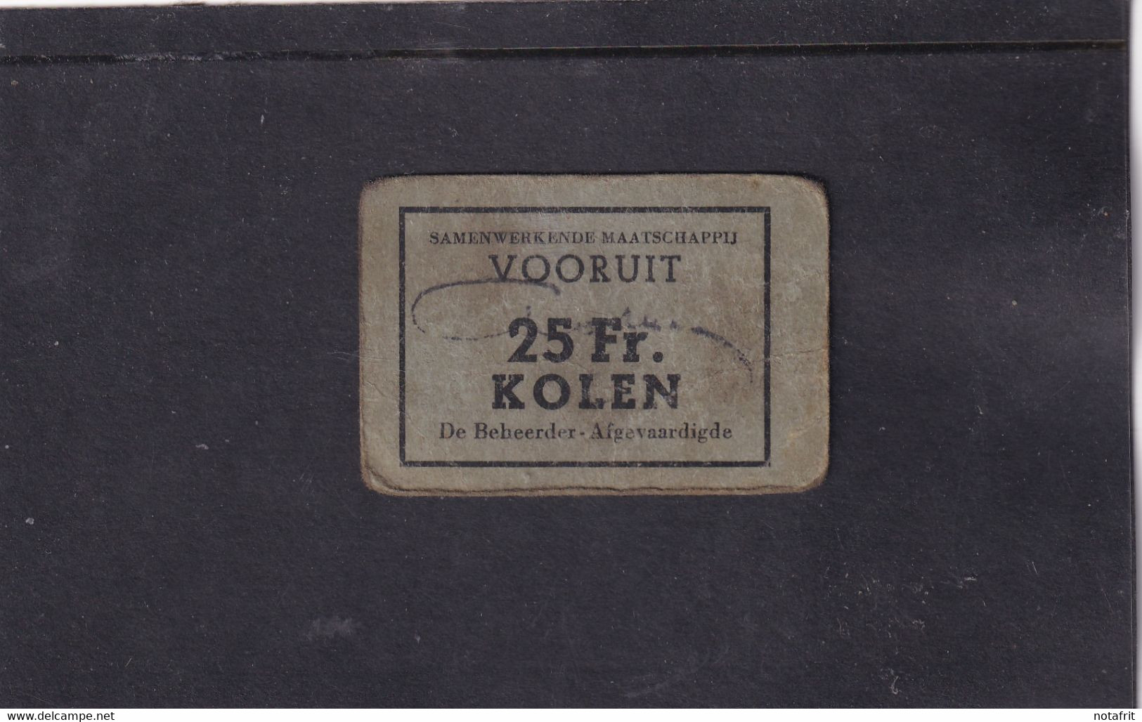 Belg  1 WO  Gent Vooruit  25 Kg Kolen Charbons - Other & Unclassified