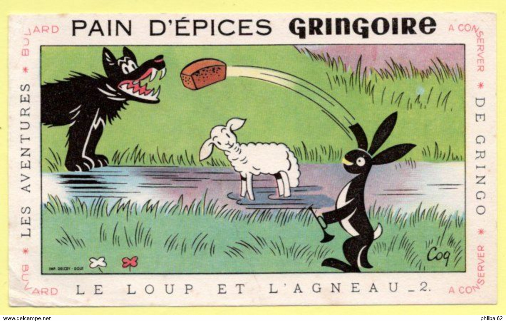 Buvard Pain D'épice Gringoire. Le Loup Et L'agneau. - Honigkuchen-Lebkuchen