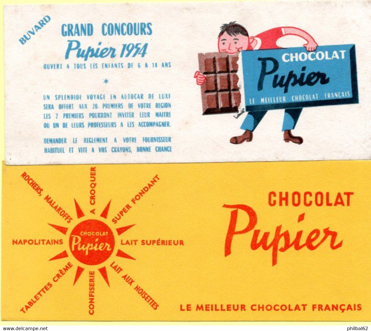 2 Buvards Chocolat Pupier. - Cocoa & Chocolat