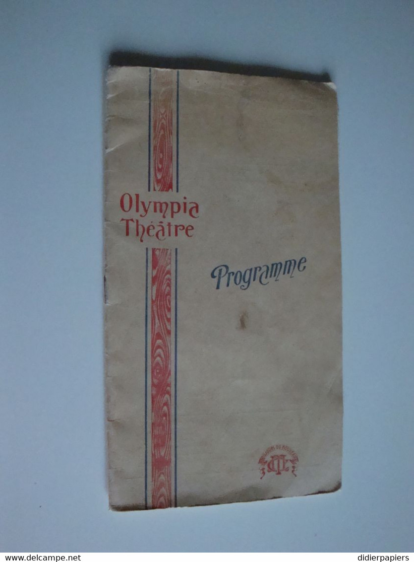 Programme De L'Olympia Théâtre à Paris,le Film Parlant Pour La 1er Fois à Paris,Bellini,Nitokris 1910 - Programmi