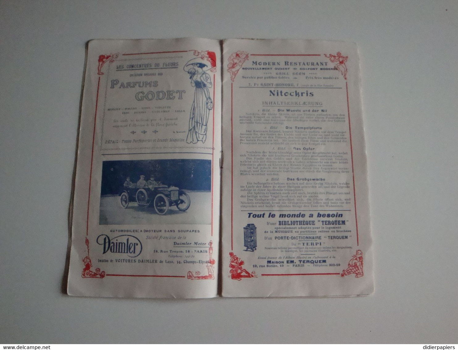 Programme De L'Olympia Théâtre à Paris,le Film Parlant Pour La 1er Fois à Paris,Bellini,Nitokris 1910 - Programmi