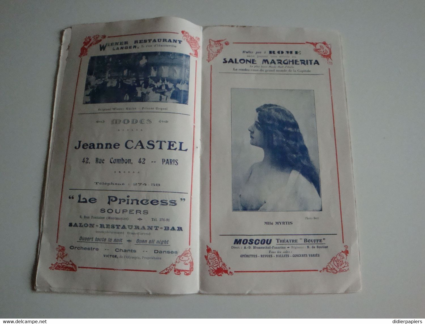 Programme De L'Olympia Théâtre à Paris,le Film Parlant Pour La 1er Fois à Paris,Bellini,Nitokris 1910 - Programmi