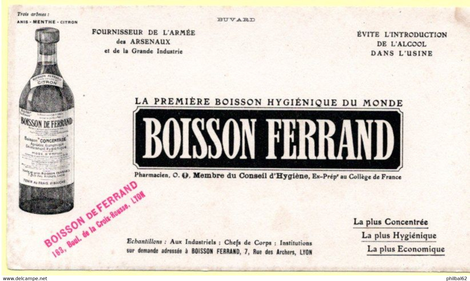 Buvard Boisson Ferrand, Première Boisson Hygiénique Du Monde.... - B