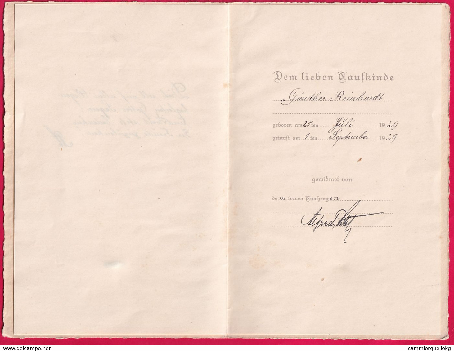 Prägekarte Aufklappbare Von 1929, Zur Erinnerung An Die Heilige Taufe - Otros & Sin Clasificación