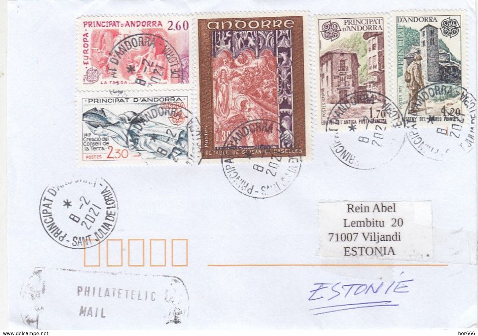 GOOD ANDORRA Postal Cover To ESTONIA 2021 - Good Stamped: Europa ; Art - Storia Postale