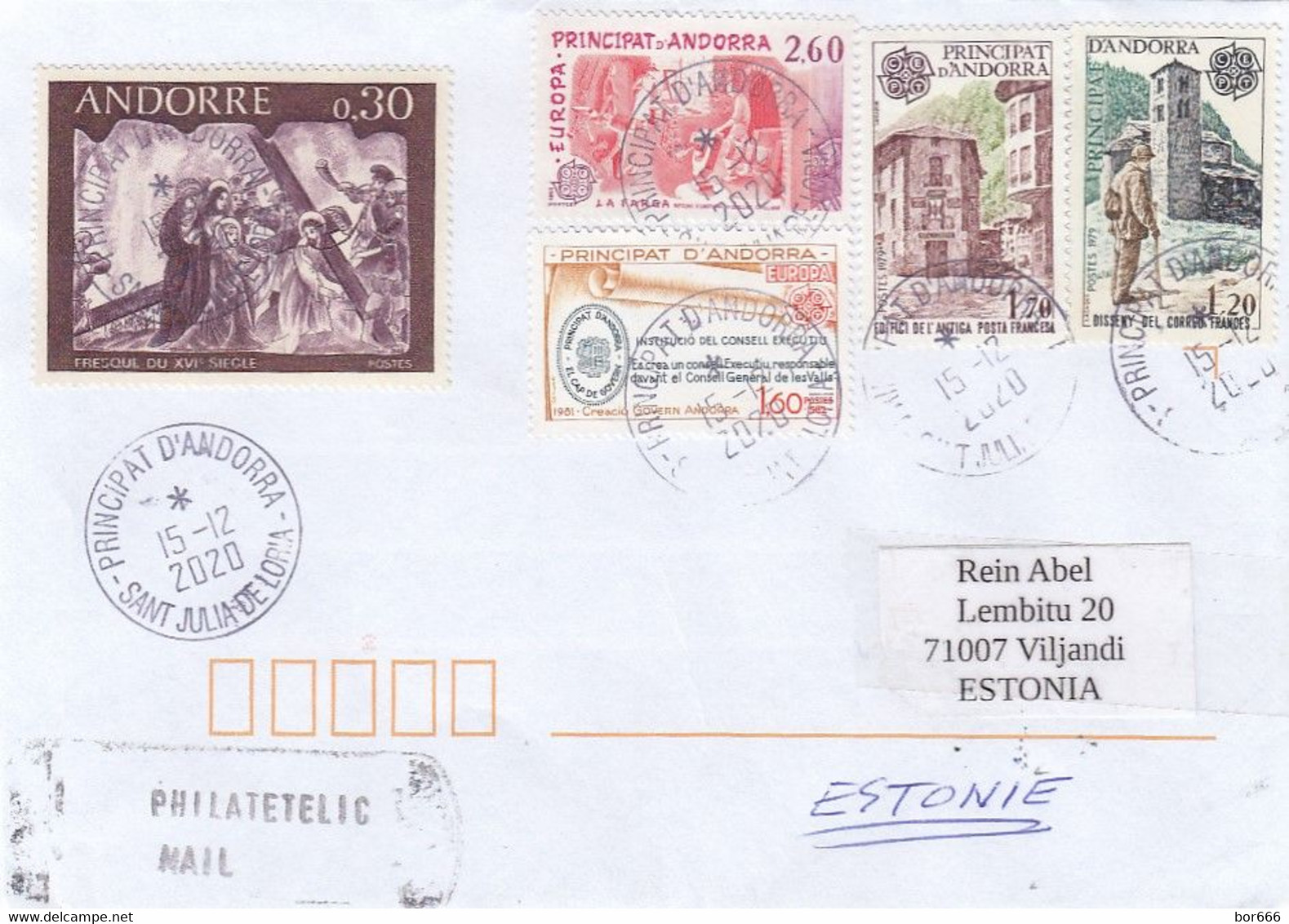 GOOD ANDORRA Postal Cover To ESTONIA 2021 - Good Stamped: Europa ; Art - Briefe U. Dokumente