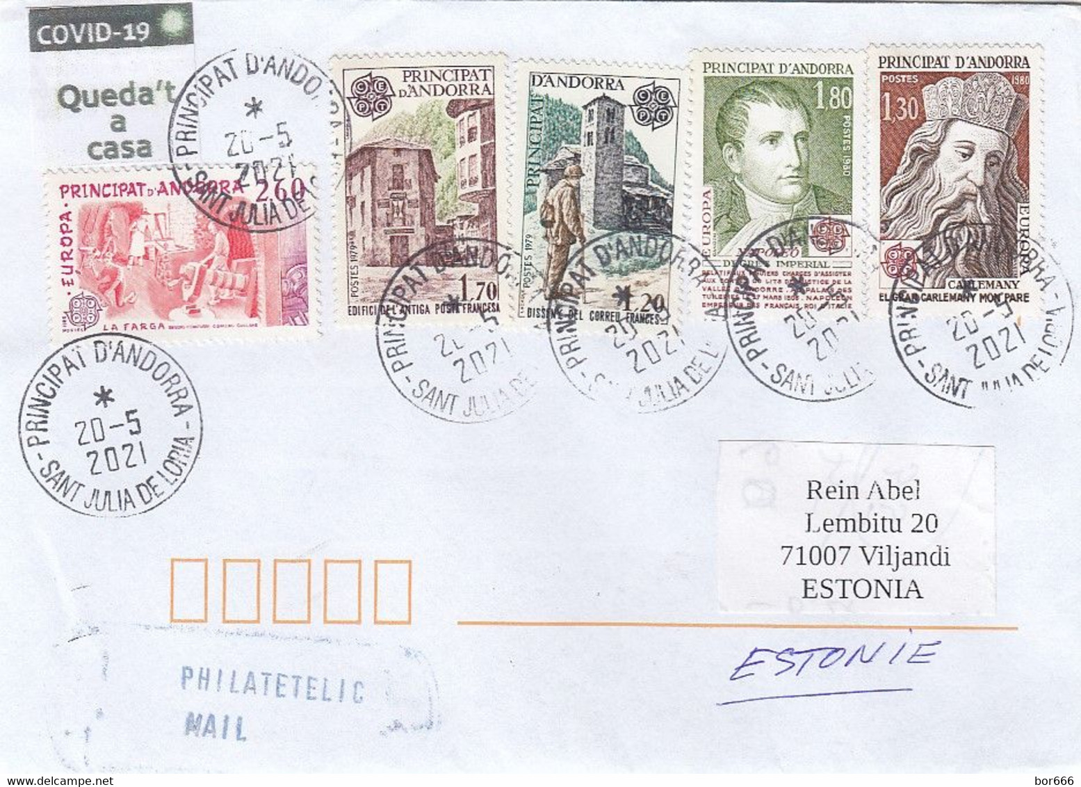 GOOD ANDORRA Postal Cover To ESTONIA 2021 - Good Stamped: Europa - Cartas & Documentos