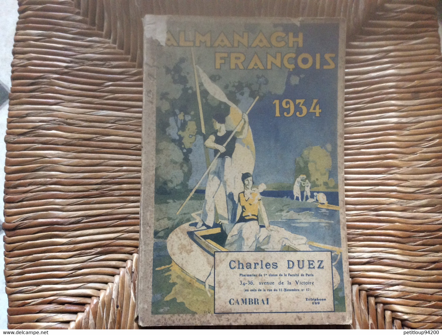 ALMANACH FRANÇOIS 1934  Pharmacie  CHARLES DUEZ  Cambrai  NORD - Otros & Sin Clasificación