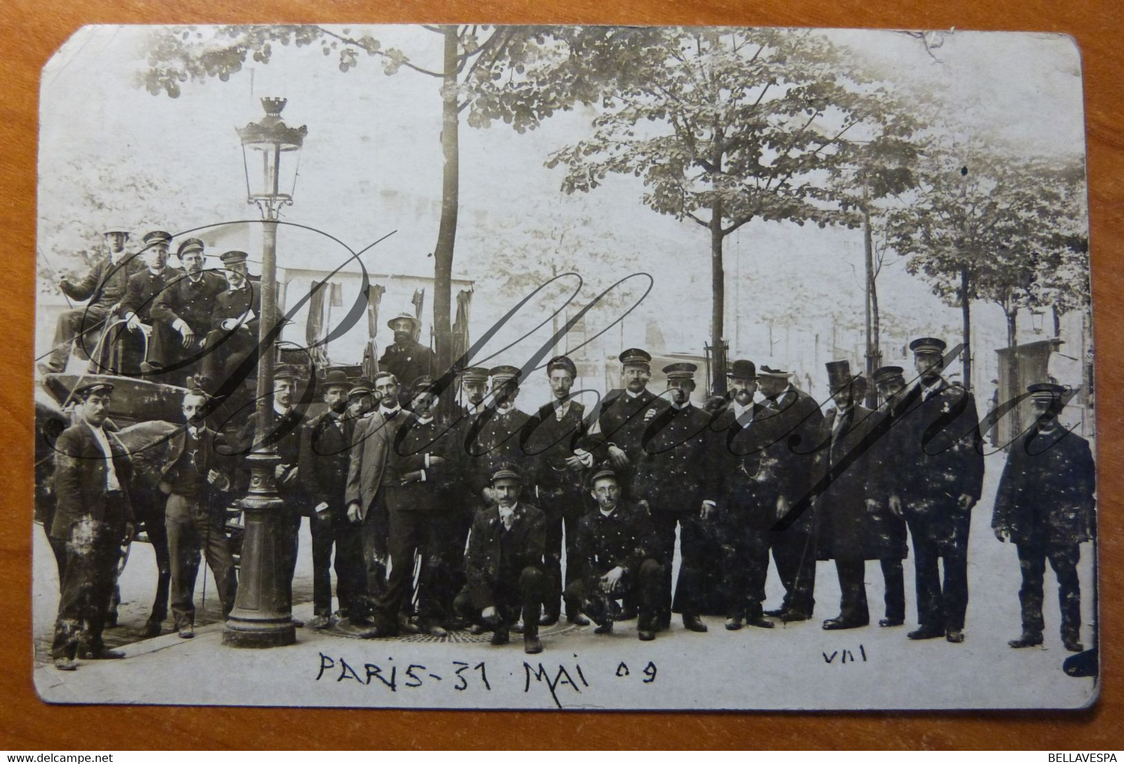 Paris. 31 Mai 1909 Carte Photo. (dompteur Dresseur Cheval ? Taxi ?Attelage) - Transport Urbain En Surface